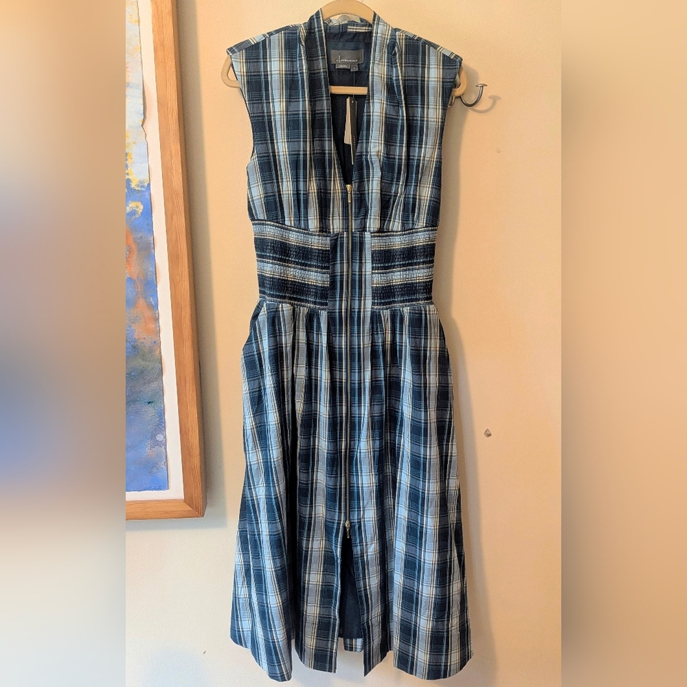 Blue Plaid Sleeveless Dress